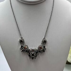 Kate spade Atomic Floral necklace 18" with extender black silver mirror finish